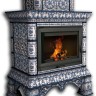 Печь-камин КОСТРОМА пристенный двухъярусный (цвет изразцов роспись Февраль) КИМРпечь                   